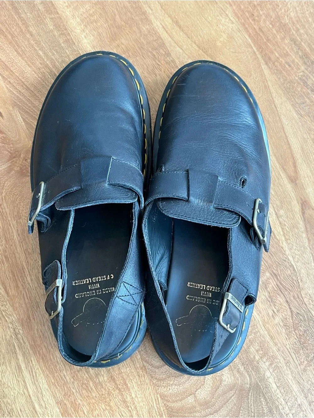 Vintage Dr. Martens Mens 11 Black Leather Slingback Clog Style Shoes